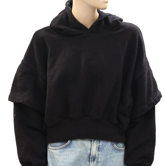 Free People Snow Flow Hoodie sweatshirt Top Printed Stripe Ribbed XS NEW 274837 - Picture 8 of 12